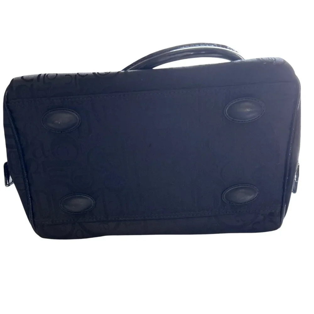 Caboodles Black Signature Print Travel Makeup Cosmetic Bag With Pink Interior